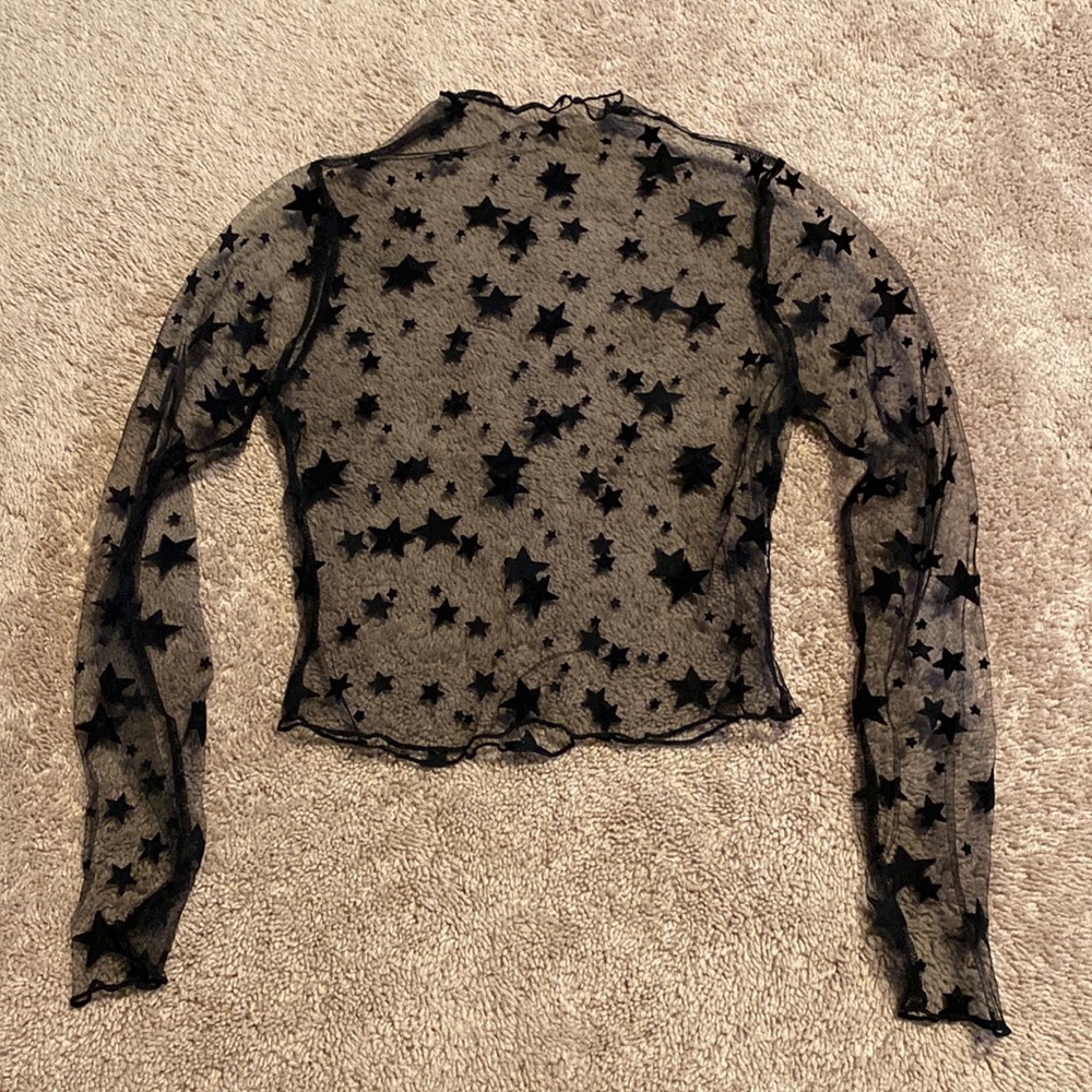 mesh shirt with velvet stars